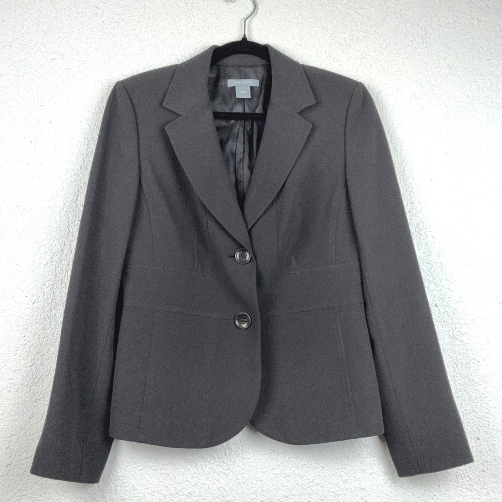 Ann Taylor Charcoal Grey Blazer - 4 - Two-Button Professional Office Workwear